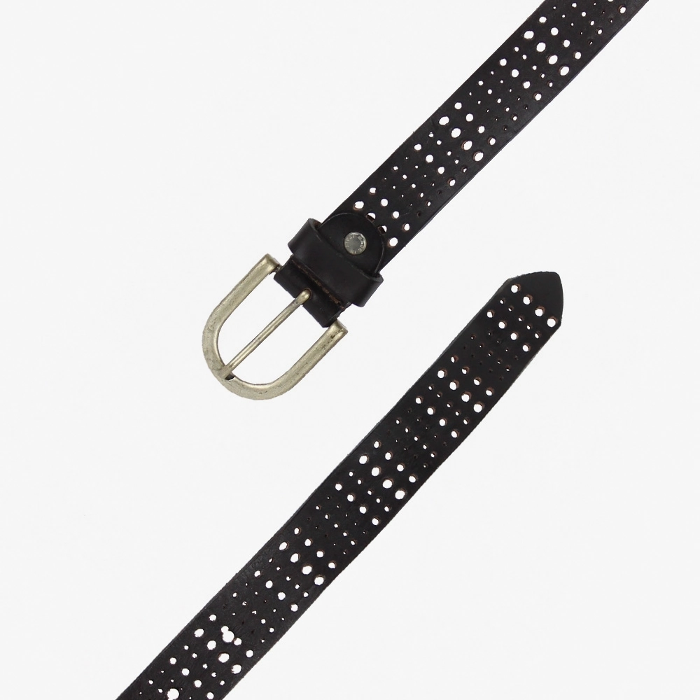 Cintura da uomo forata in cuoio