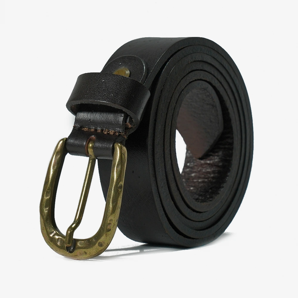 Cintura in pelle tarlata con fibbia antica colore testa di moro