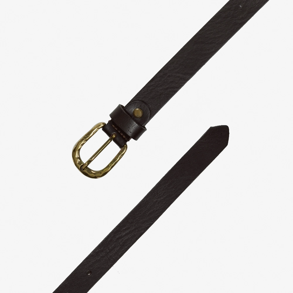 Cintura in pelle tarlata con fibbia antica colore testa di moro