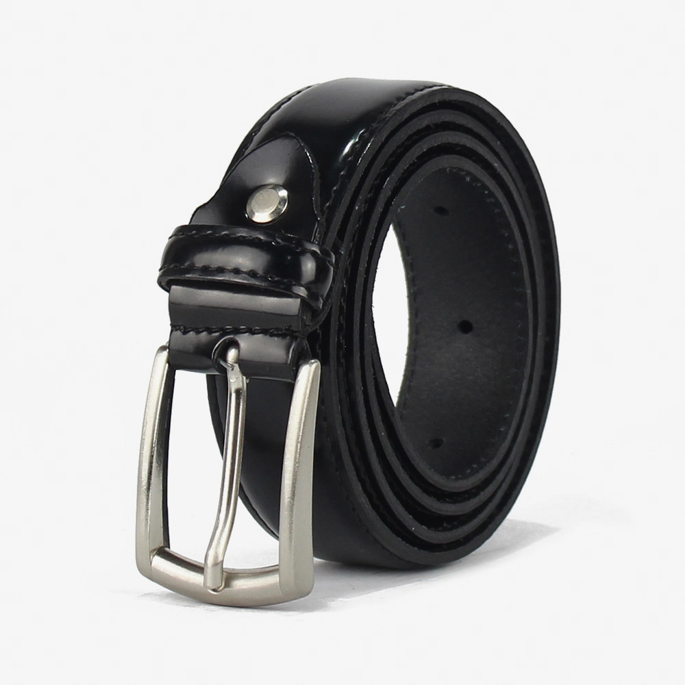 Cintura classica abrasivata in pelle di colore nero