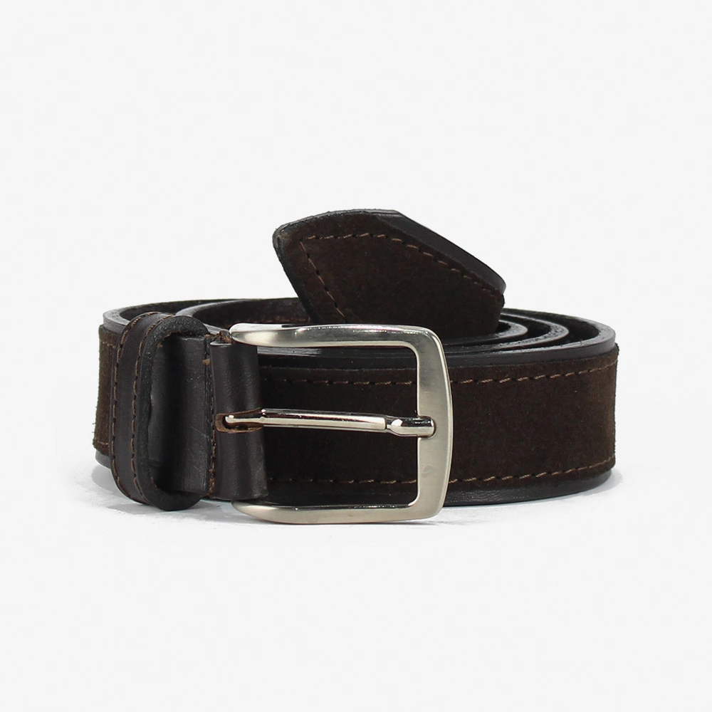 Cintura da uomo in cuoio con rivestimento in camoscio