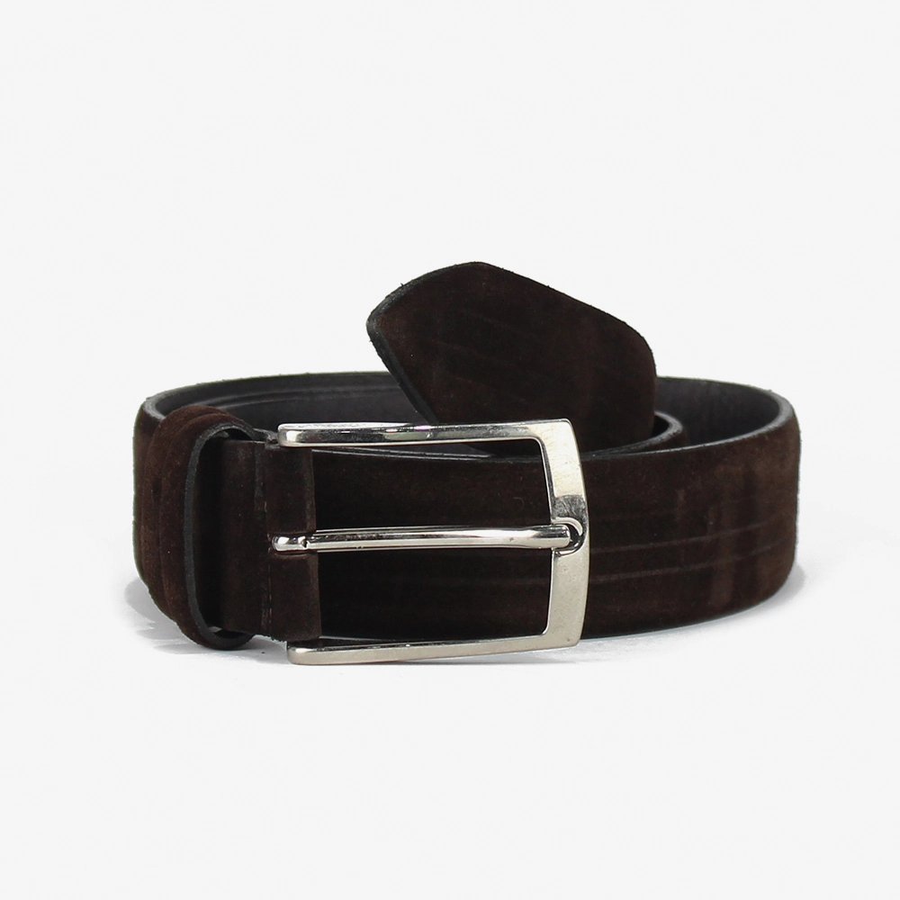 Cintura in camoscio color testa di moro con linee