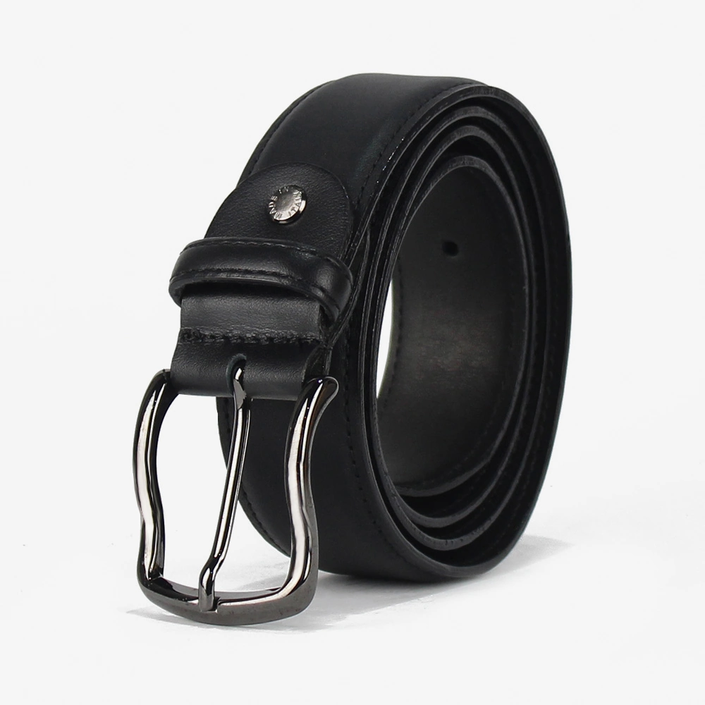 Cintura in pelle soft tamponata di colore nero