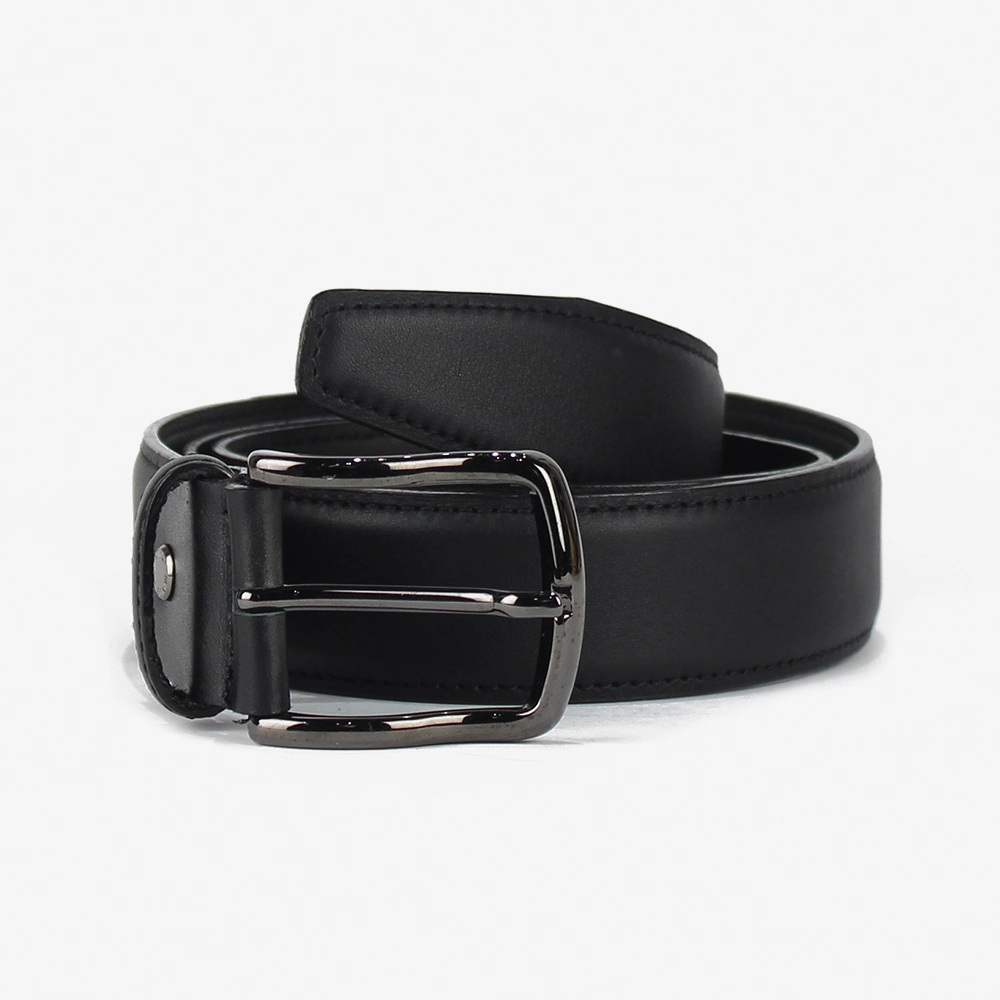 Cintura in pelle soft tamponata di colore nero