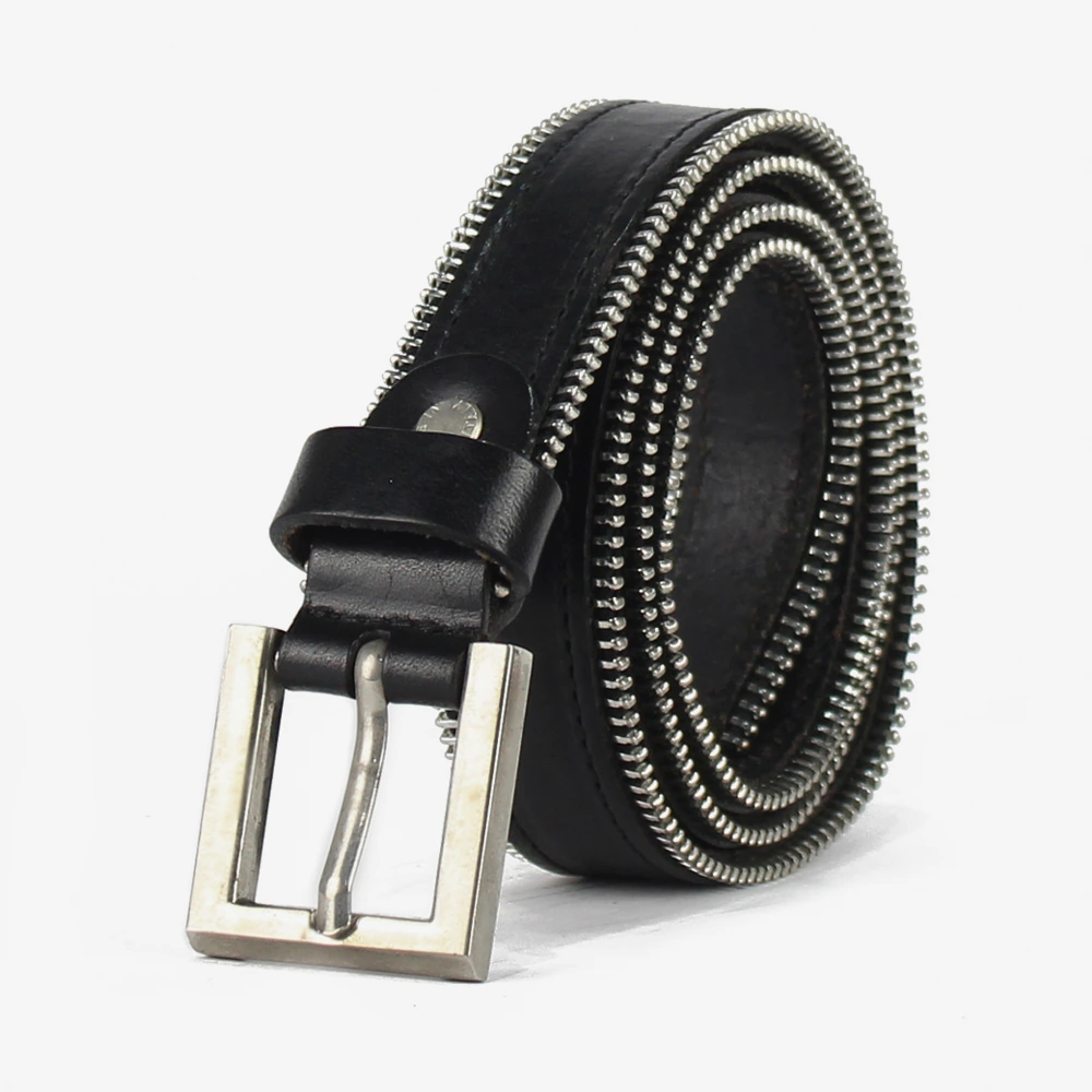 Cintura da donna in cuoi con zip sui lati