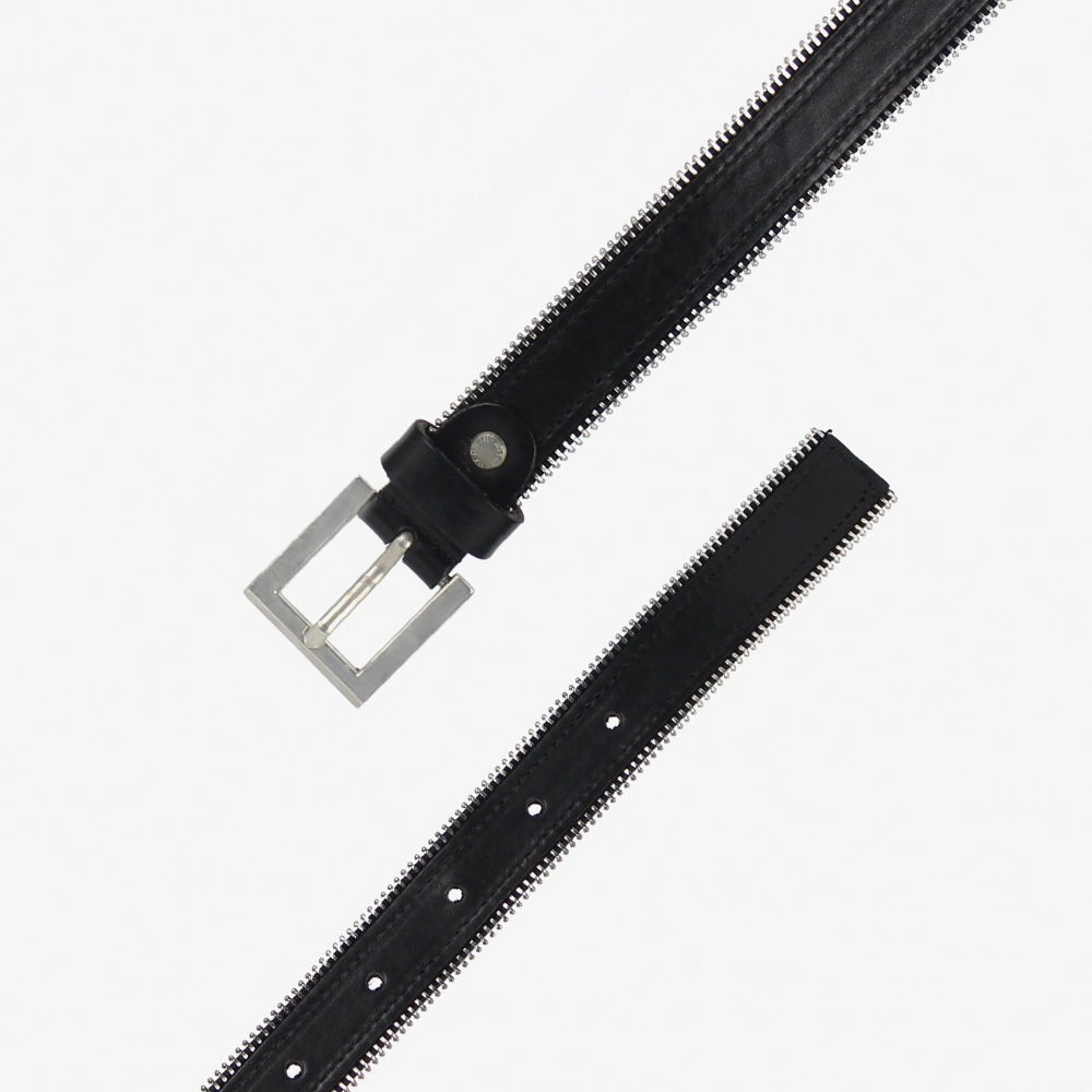 Cintura da donna in cuoi con zip sui lati