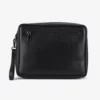 Pochette in pelle di colore nero grande con gancio da polso