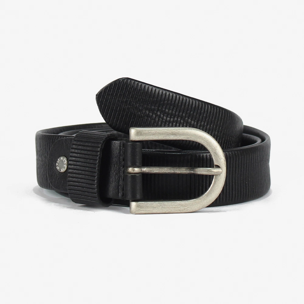 Cintura rigata in pelle di vitello