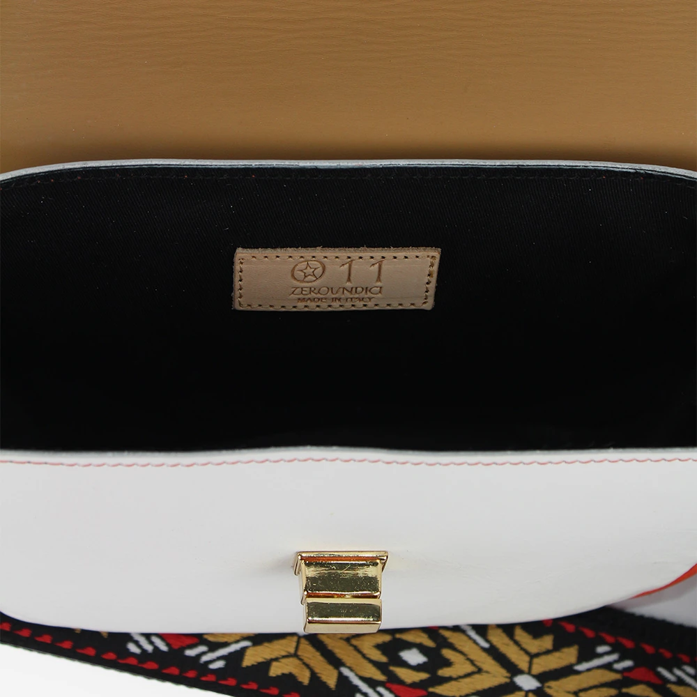 Borsa da donna bicolore con tracolla in stoffa colore arancio